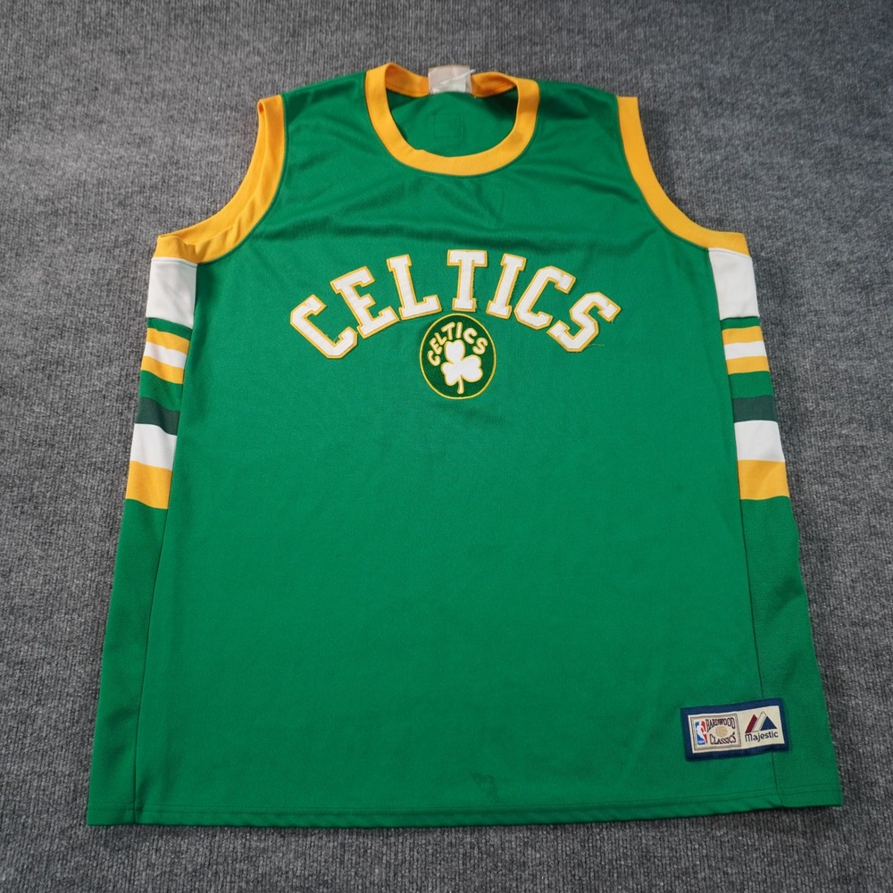 Majestic Boston Celtics Tank Top Mens XXL Green Hardwood Classics NBA Jersey